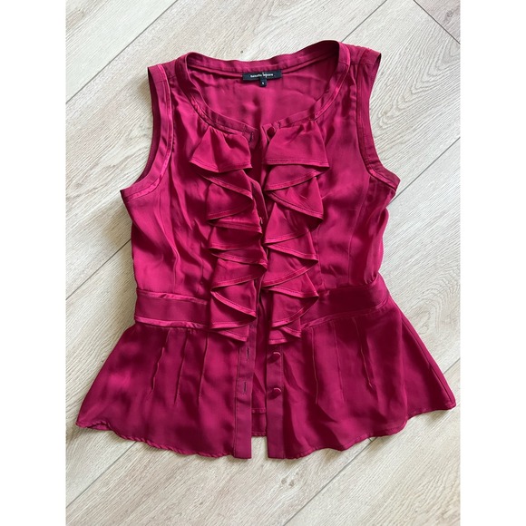 Nanette Lepore Ruffle Blouse Sleeveless Peplum Top Magenta Size 6 - Picture 1 of 6